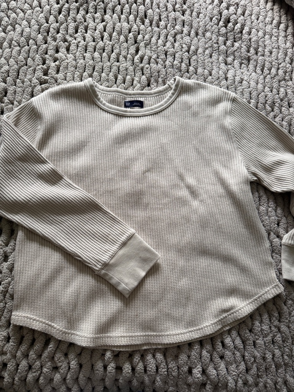 GAP Cream Waffle Knit Long Sleeve Top